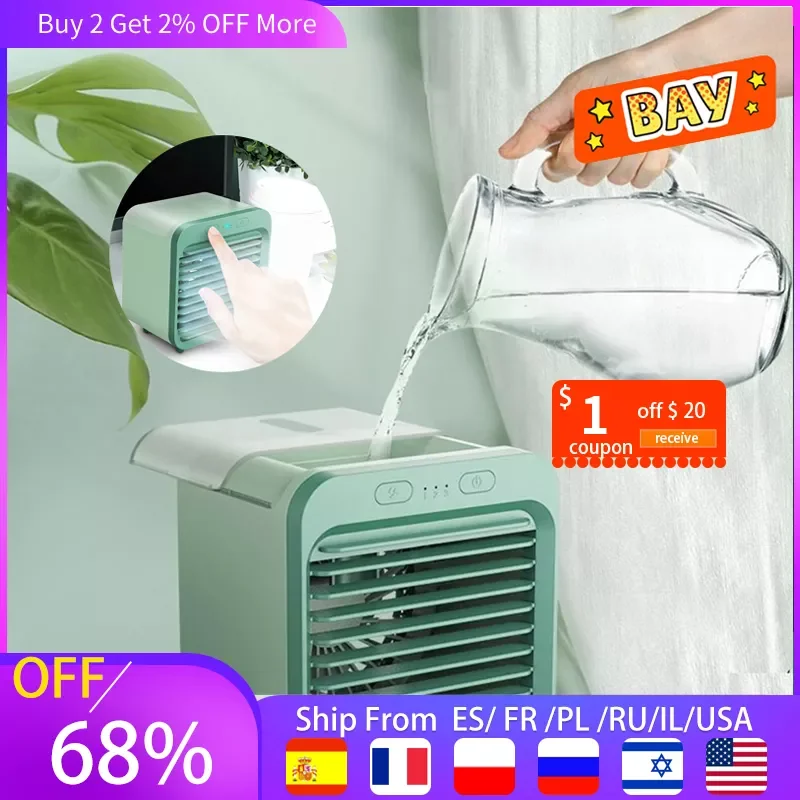 

USB Desk Mini Fan Portable Air Cooler Fan Air Conditioner Light Desktop Air Cooling Fan Humidifier Purifier For Office Bedroom