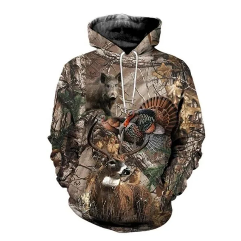 

Moose Deer Hunting Camouflage Hoodie Men 3D Hunter Camo Printed Wildlife Hoodies Womens Clothing Harajuku Fashion Pullover Hoody