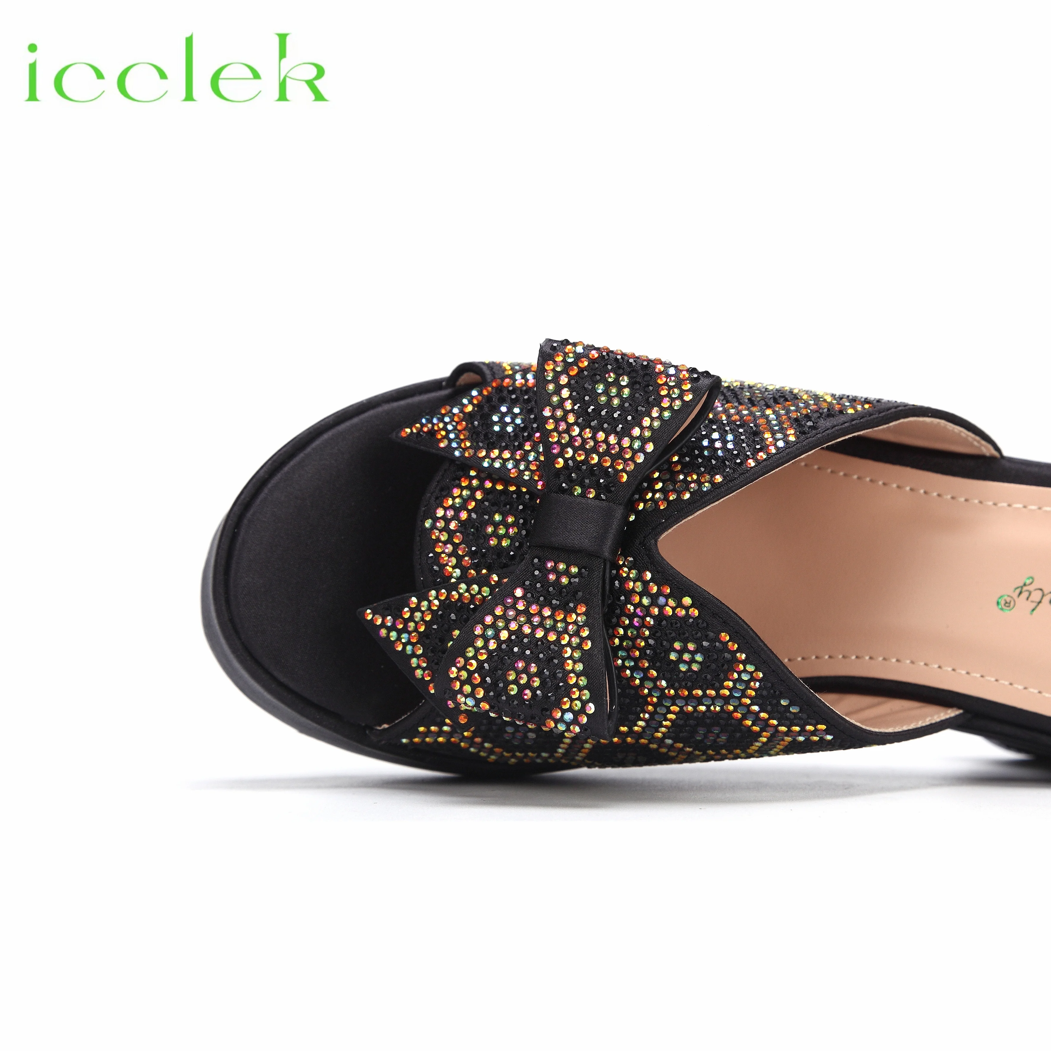 Черные роскошные искусственные Модные женские элегантные вечерние тапочки на