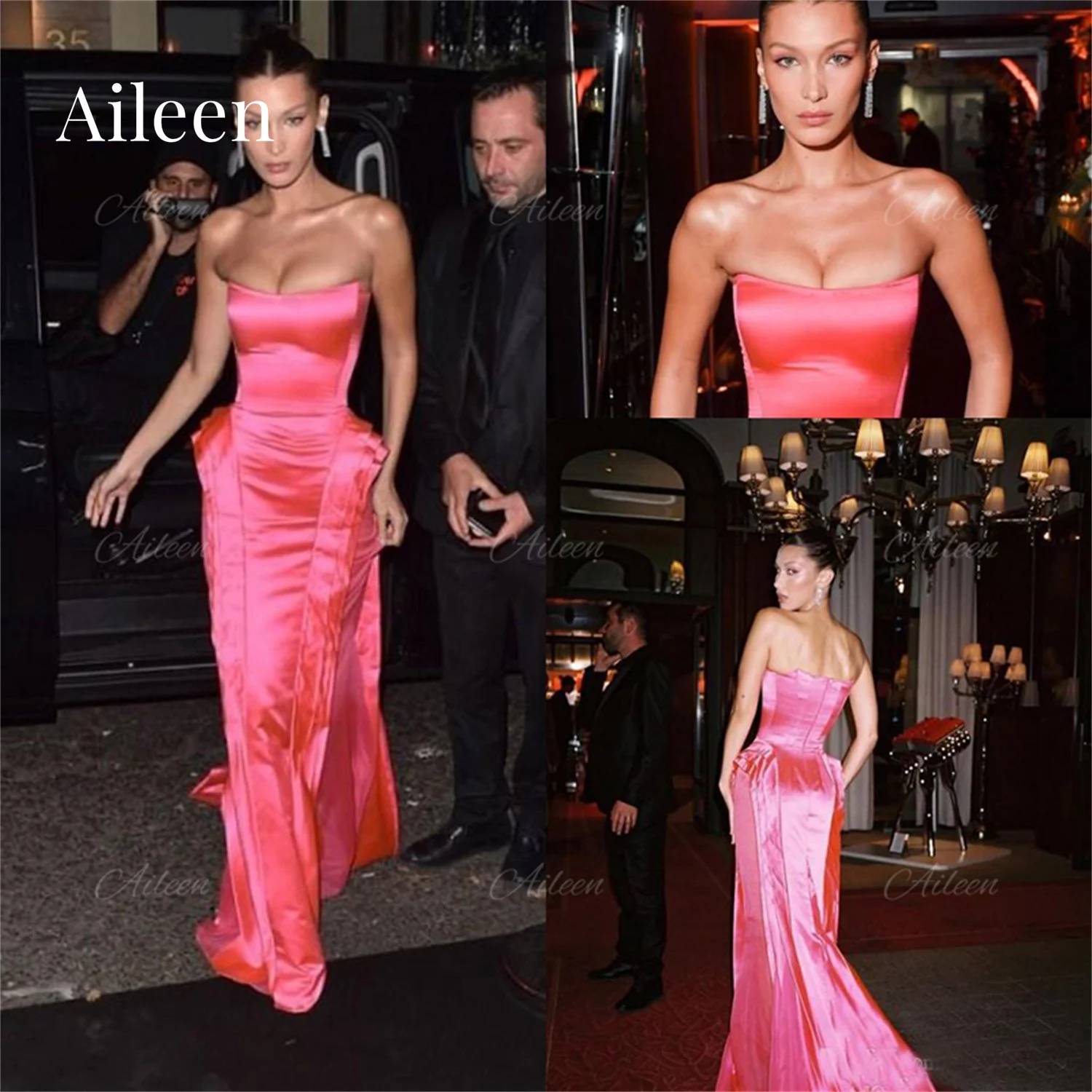 

Pink Formal Dress Women Elegant Party Dresses for Women Luxury Dress for Gala Party 2023 Sexy Backless Aileen Satin Tube Top