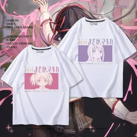Аниме Puella Magi Madoka Magica Series Kawaii Футболка с принтом Летняя футболка Топы с короткими рукавами для мужчин и женщин Повседневная одежда унисекс