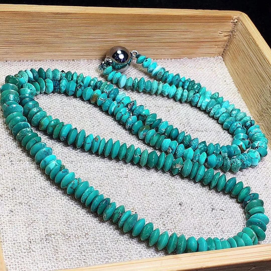 

Genuine Natural Green Turquoise Gemstone Beads Necklace 4*5.8mm Rare Blue Turquoise Abacus Beads Stone Healing Chain AAAAAA