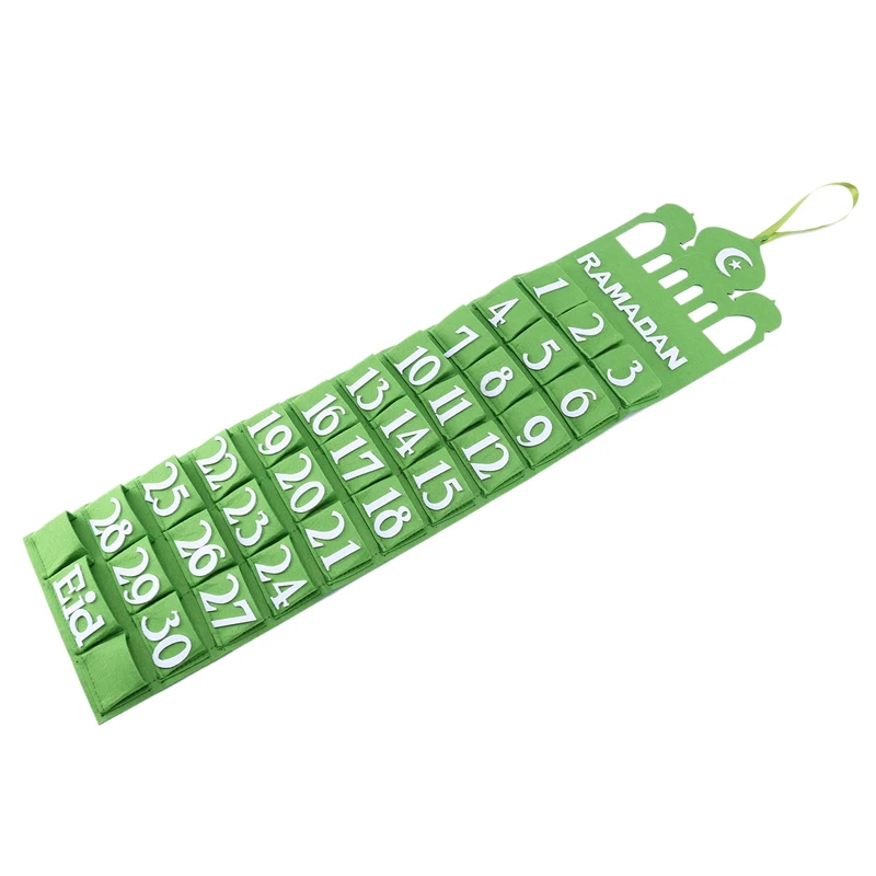 

Ramadan Mubarak Ramadan Hanging Calendar Felt Eid Mubarak Wall Countdown Calendar With 30 Numbered Pockets