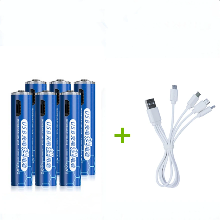 

6pcs/lot New 1.5v 1000mWh AAA rechargeable battery USB AAA rechargeable lithium battery with Micro USB cable for fast charging