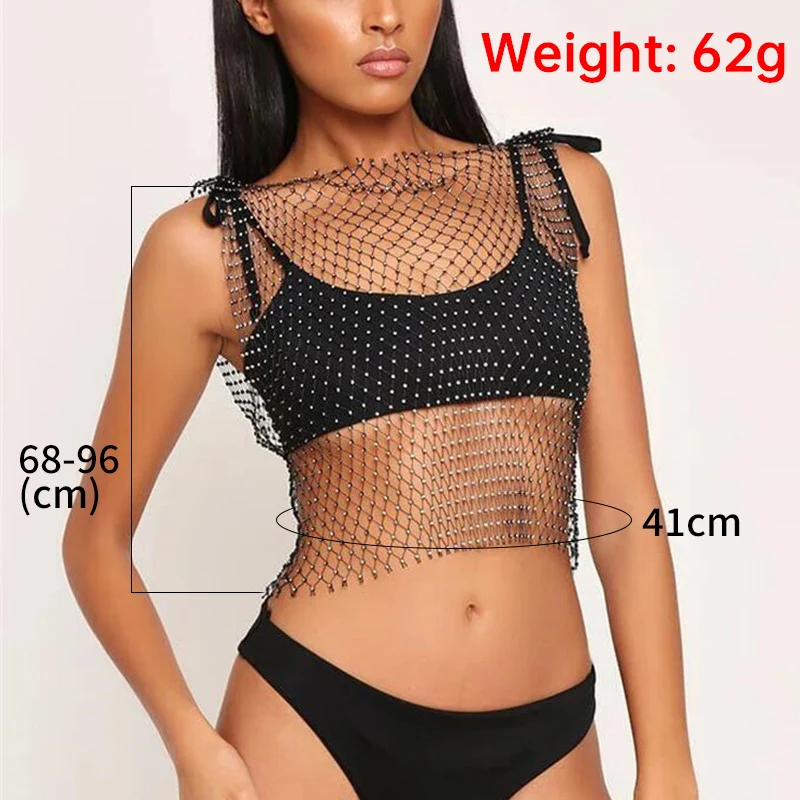 Сексуальный женский жилет-сетка для рыбалки XIKH стразы ажурная сетка без рукавов