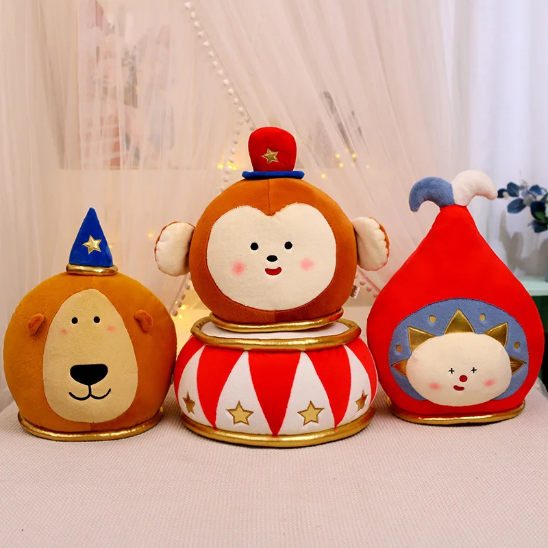 

Creative Cartoon Circus Troup Plush Pillow Cushion Anime Stuffed Animals Monkey Plushies Doll with Blanket Soft Toys Home Decor