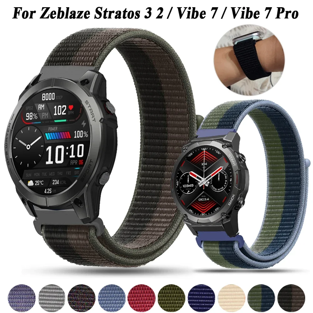Спортивный нейлоновый ремешок-петля для Zeblaze Stratos 2 3 браслет Correa 22/20 мм Vibe 7/Vibe 7 Pro