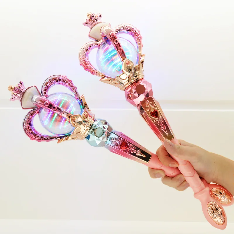 Electric Magic Stick Girls Toy Beautiful Princess Magician Scepter Pretend Play Kids Toys LED Flashing Sound Music Magic Wand