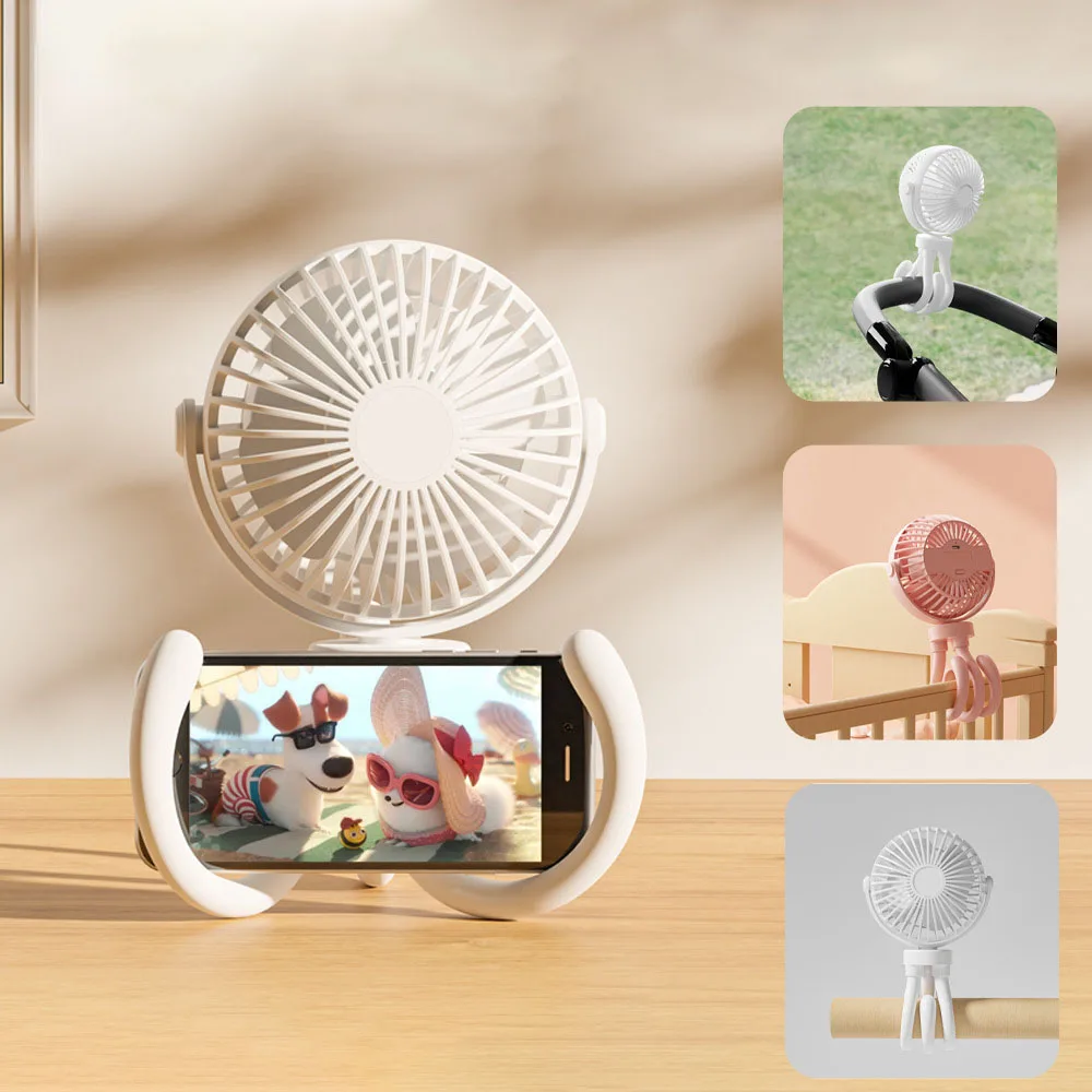 

2022 Baby Stroller Winding Fan Portable Hand Fan 2000mAh USB Summer Mute Mini Octopus Electric Fan Table Fan Angle Adjustment