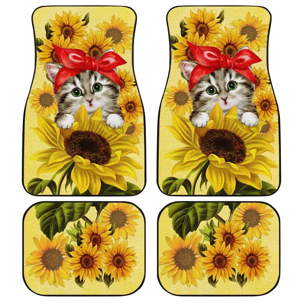 

Kitty Cat Car Floor Mats Custom Sunflower Car Accessories Freedom Car Mats