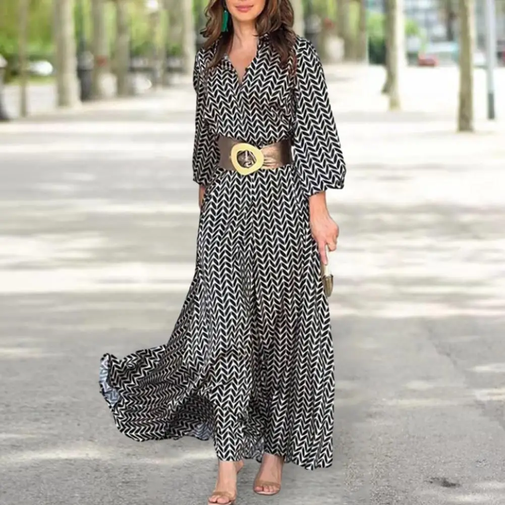 

Платье-Макси женское с V-образным вырезом и ярким принтом