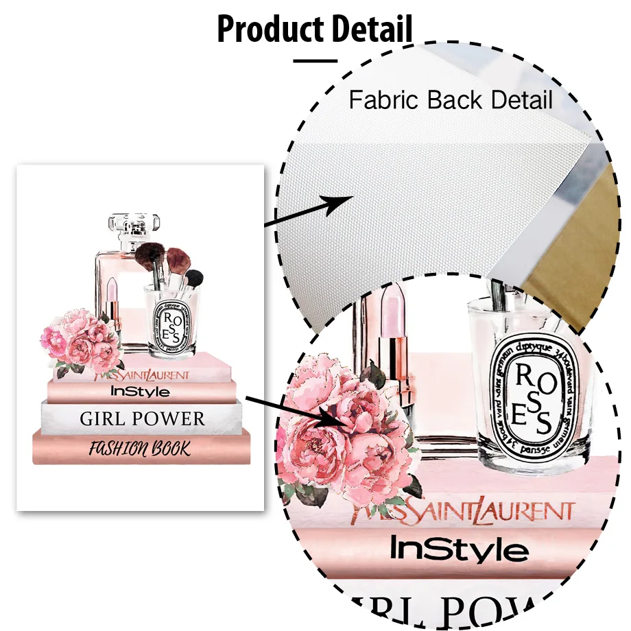 Цветок парфюм помада книга модный макияж Искусство Холст Живопись скандинавские