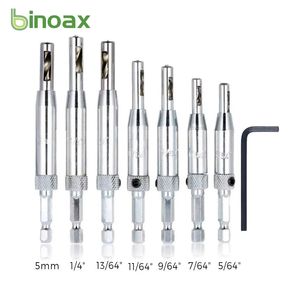 Binoax 3/4/7 Pcs Self Centering Hinge Drill Bit Set Spring L