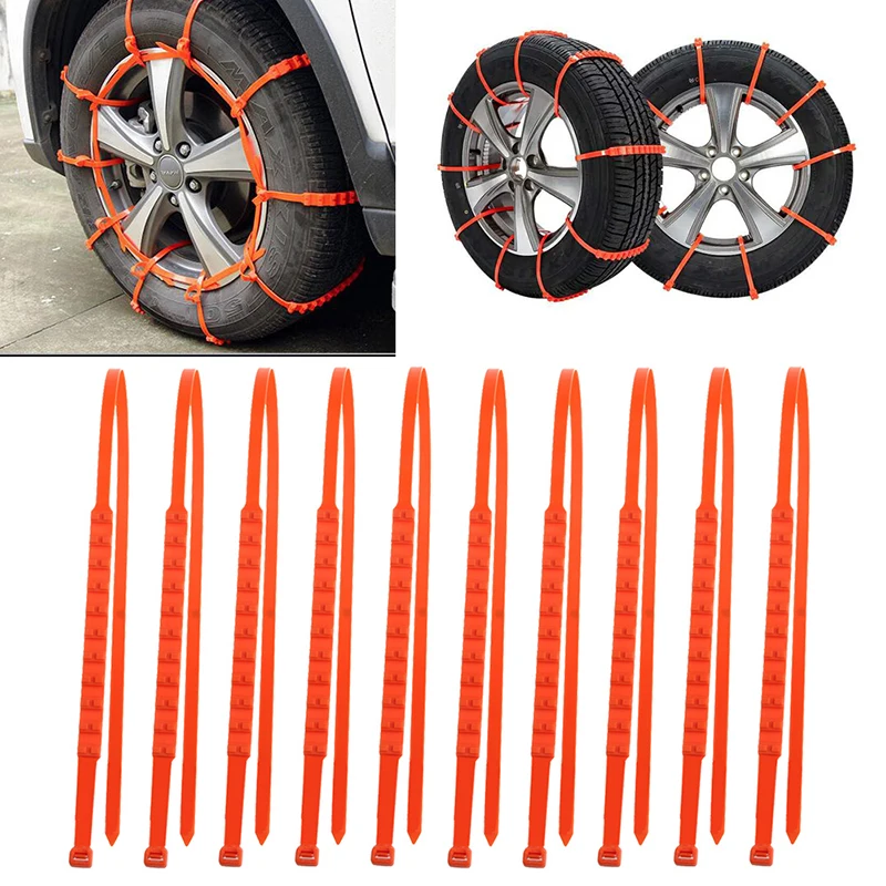 

10Pcs Winter Anti-skid Chains fo Car/Truck Snow Wheel Tyre Tire Thickened Tendon 918B