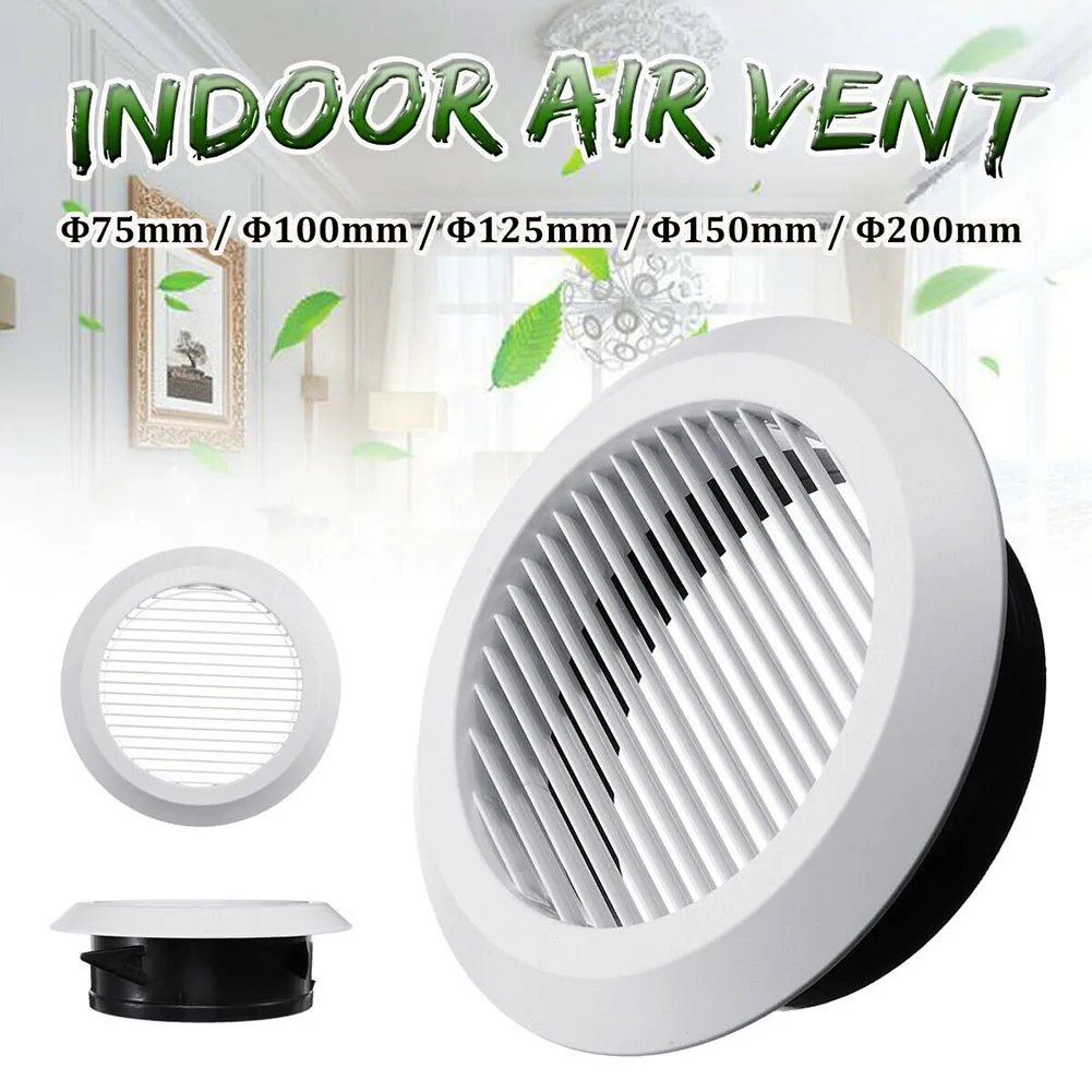 75/100/125/150/200mm Air Vent Grille Circular Indoor Ventilation Outlet Duct Pipe Cover Cap For Bathroom Kitchen Office Tool New