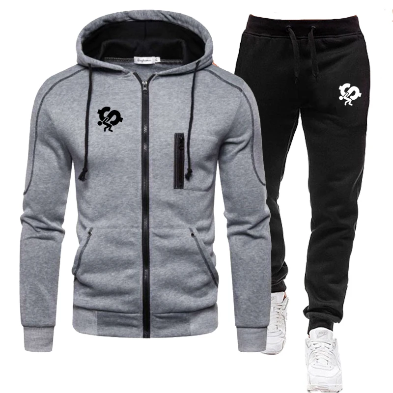 2022 Autumn Winter Men's Tracksuit Fashion Printed Long Sleeve Jacket + Sport Pants Casual Zipper Design Jogging Suits for Man