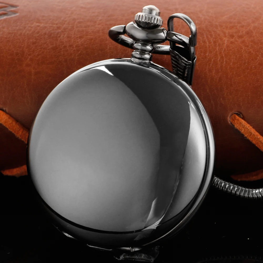 Double Sided Opening Black Steampunk Roman Mechanical Pocket Watch Retro Gentleman Analog Signal Clock Lady Jewelry Gift