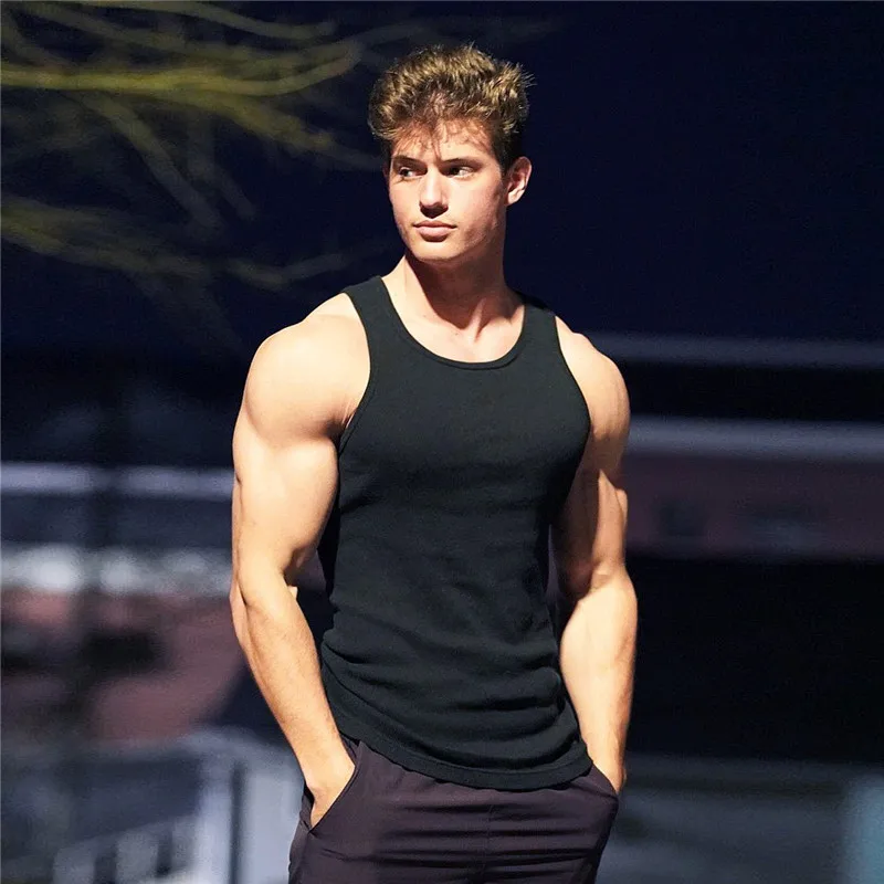 

2022 Summer new men Vest gym Tank top Men Fitness sleeveless shirt Male Exercise Sports vest Undershirt Gyms train vest