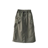 skirt for kids girls armygreen streetwear trendy cool overalls skirt fashion all match casual autumn 2022 teenage children skirt