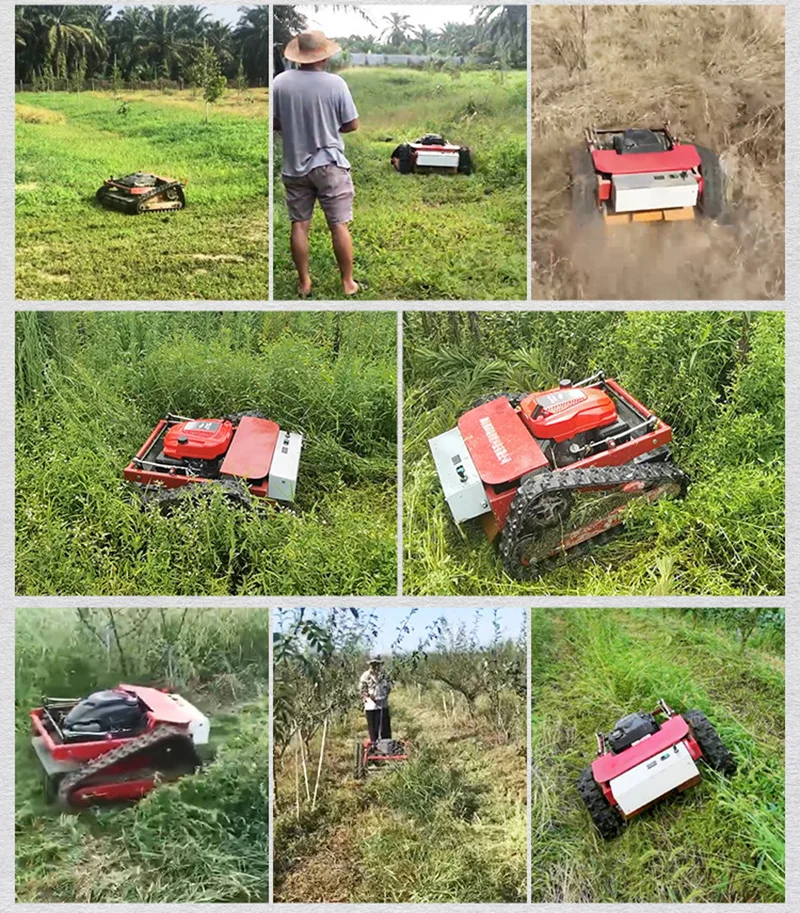 Remote control Lift Lawn Mower crawler Weeder garden wasteland weeding cutting grass Gasoline Self-propelled hybrid trimmer