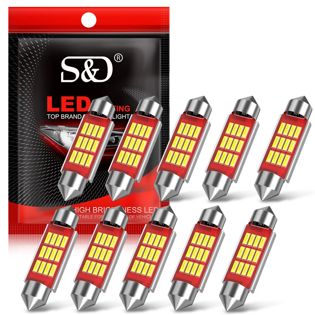 

10 шт., светодиодные лампы Canbus C10W C5W, 55/36/39/41 мм