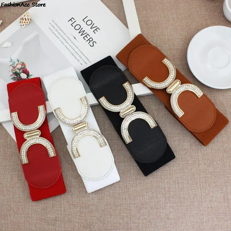 New Fashion Style Buckle Elastic Wide Belt Wide Cummerbund Strap Belt Waist Female Women Accessories