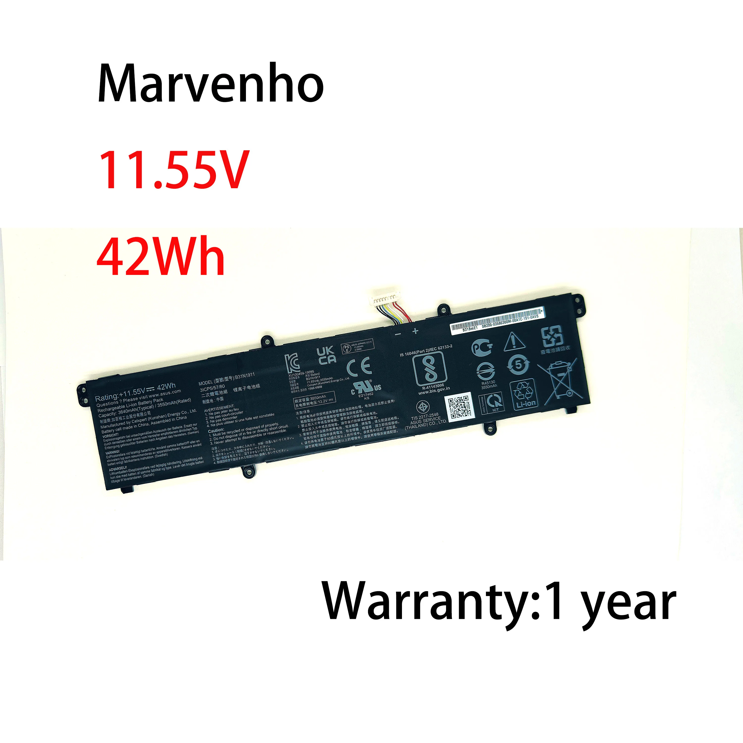 Фото Новая батарея Marvenho 11.55V 3550mAh 42Wh B31N1911 C31N1911 для ноутбуков ASUS VivoBook Flip 14 TM420IA, M413, M413DA №1