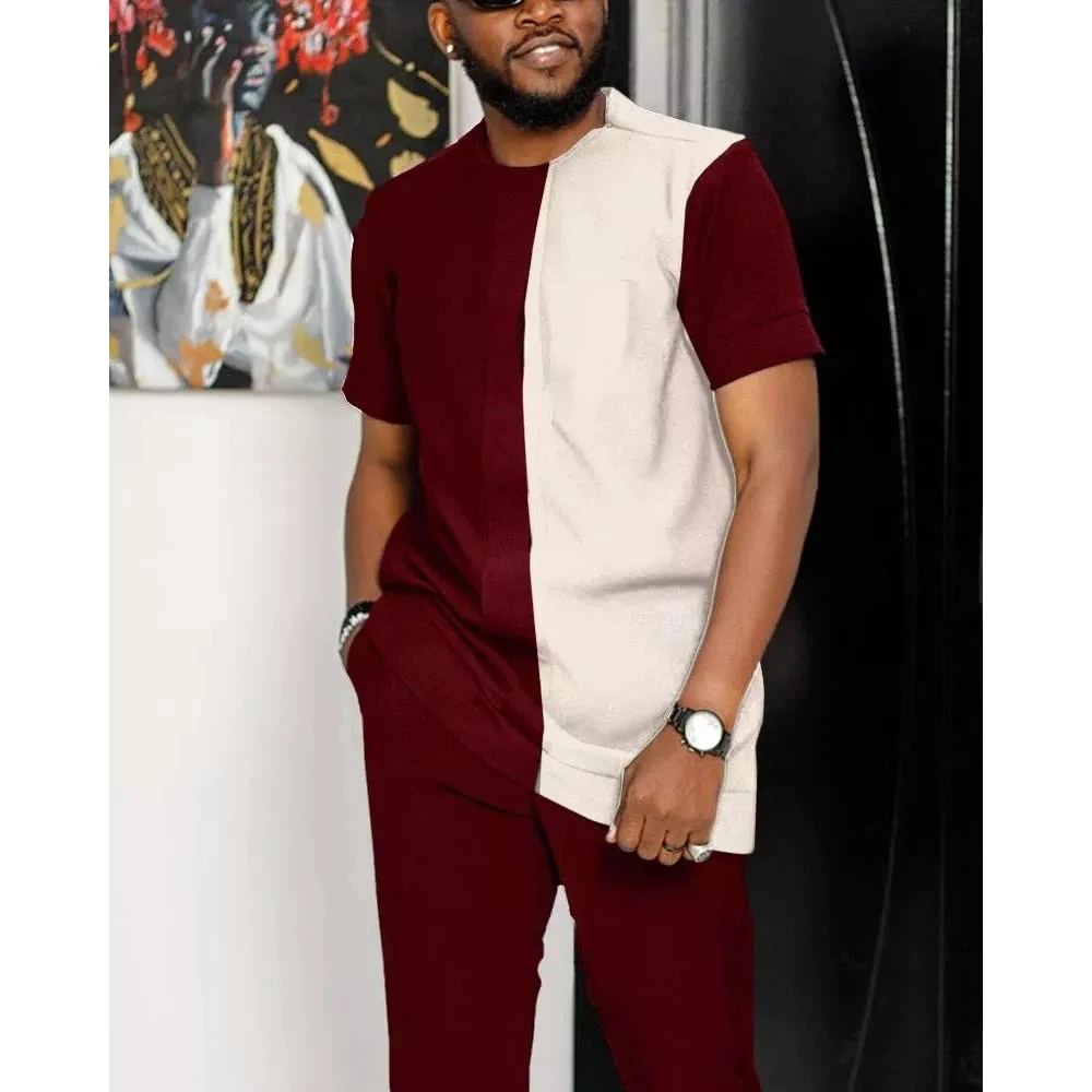 2023 New Summer Men's 3D African Striped Printed Tracksuit 2-piece Street Men's O-neck Clothing Jogger Pants Large Size Suit