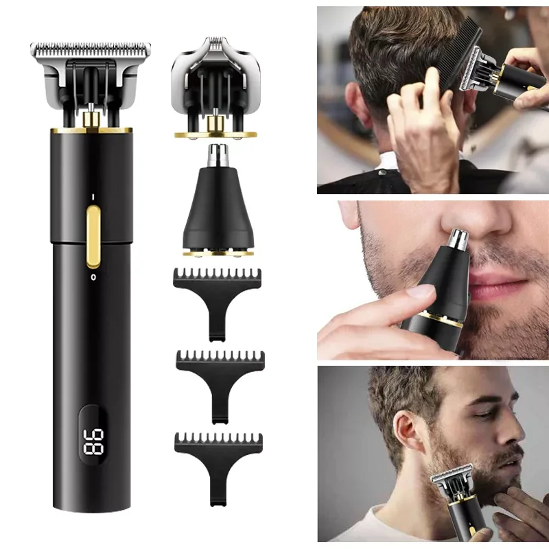 Kemei Hair cutting machine LCD Nose Hair Trimmer for Men's shaver rechargeable Electric Razor Barber Hair Clipper profession enlarge