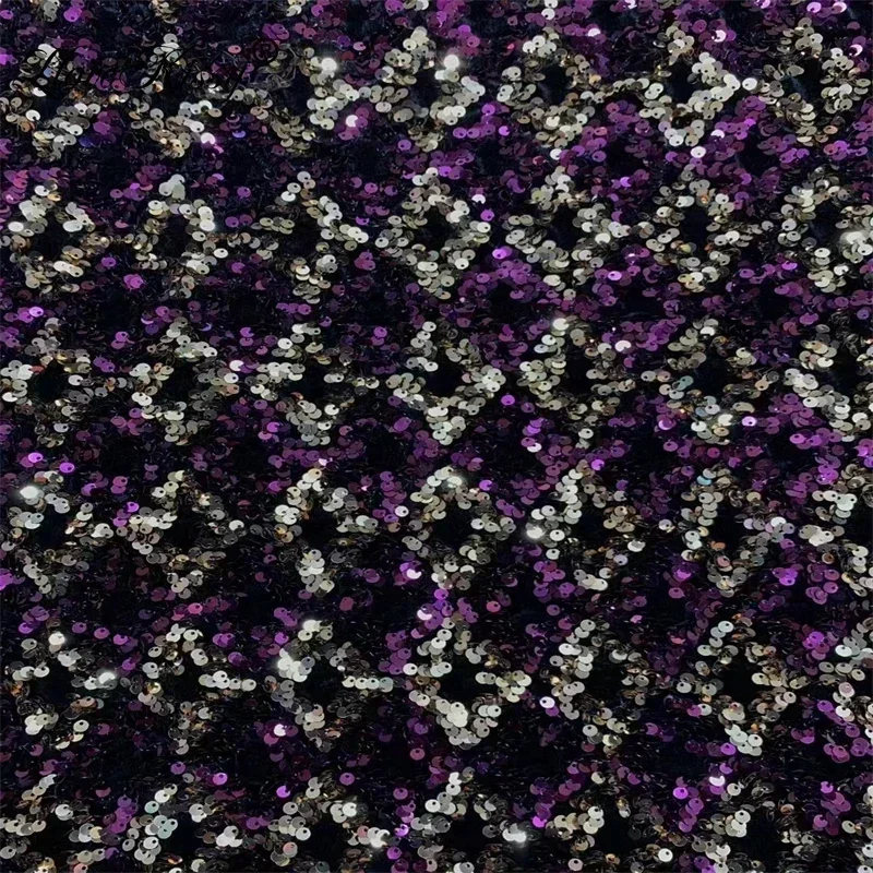 Бархатная вышитая ромбовидная ткань 5 мм с блестками для вечернего свадебного