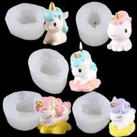 3d cute unicorn candle silicone mould animal series candle shape handmade pastry chocolate cake baking mould tools home crafts