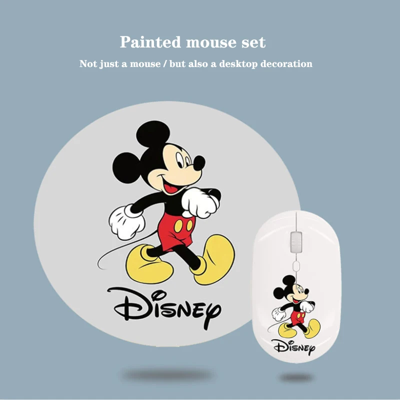 

Disney Mickey Mouse Wireless Mouse Rechargeable Office Wired Gaming Laptop Mouse Pad Set Painted