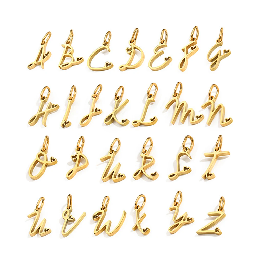 Подвеска в виде сердца и алфавита из нержавеющей стали