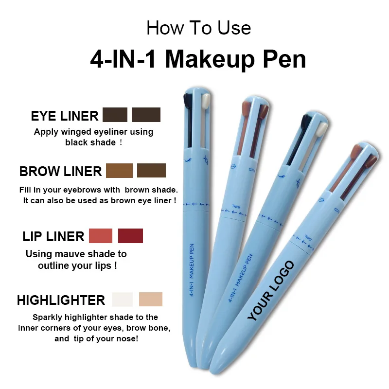 

Makeup Pencil Lip Liner Pen Multi-effect 4 In 1 Eyeliner Eyebrow Pencil Contour Pen Long Lasting Waterproof Cosmetics Eyeliner