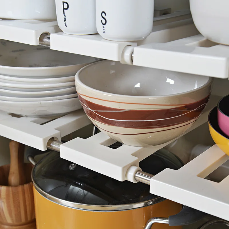 kitchen under sink storage rack cabinet expandable shelf stainless steel multi layer pot rack bathroom floor organizer shelves free global shipping