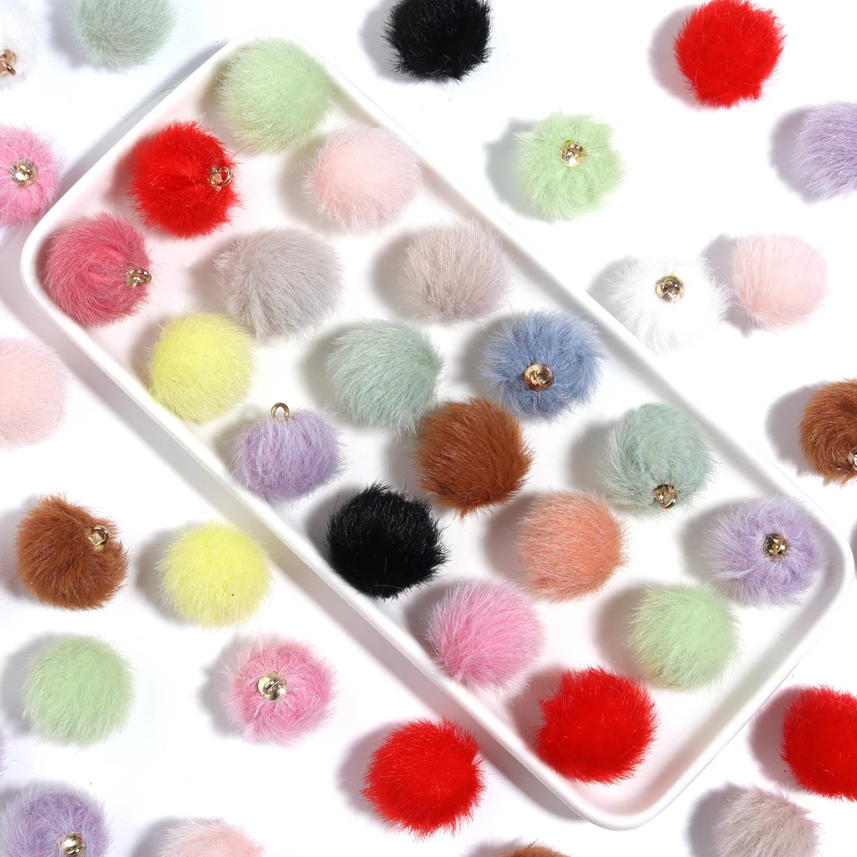 20 шт./лот шариковые бусины с покрытием из искусственного меха норки разноцветные