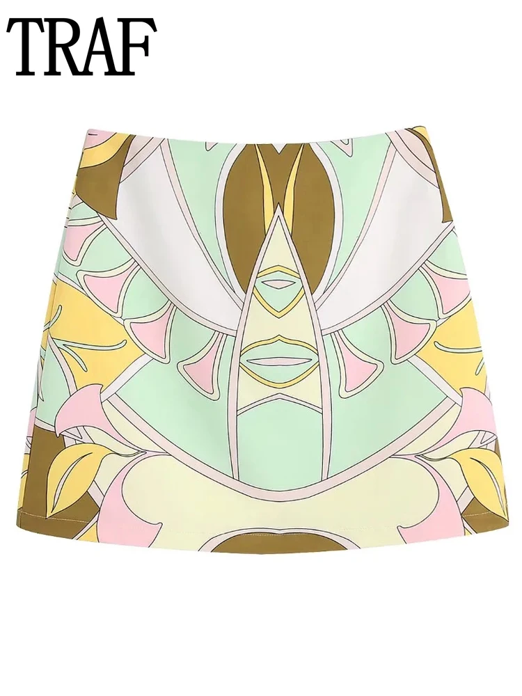 

Женский костюм из юбки и шорт, трапециевидная юбка с высокой талией и принтом, комплект из 2 предметов, лето 2022