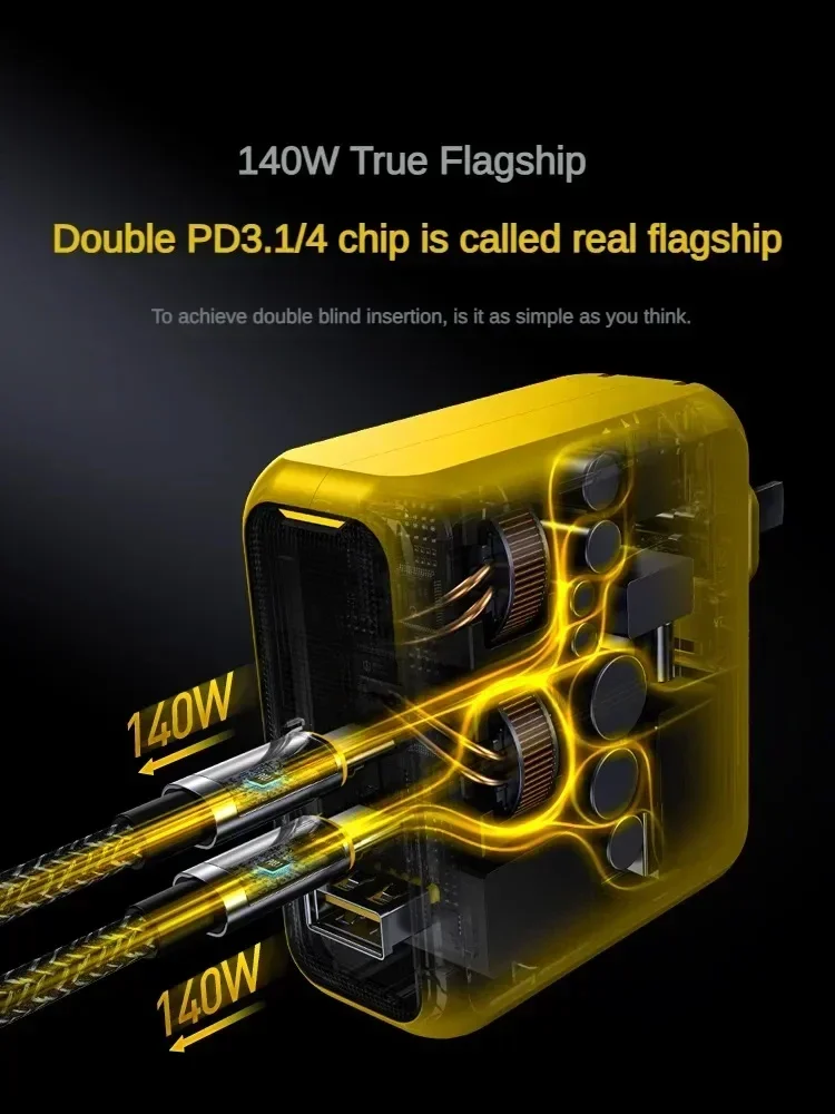 Зарядное устройство GaN Aohi 140 Вт с нитридом галлия PD3.1 Сверхбыстрая зарядка 2C1A Три