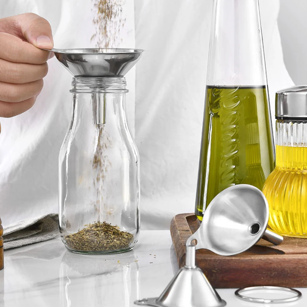 

3 /5 Pc Stainless Steel Mini Funnel Filling Hip Flask Beer Liquid Oil Tools Small Mouth Infusing Oils Jams Spirits Kitchen tools