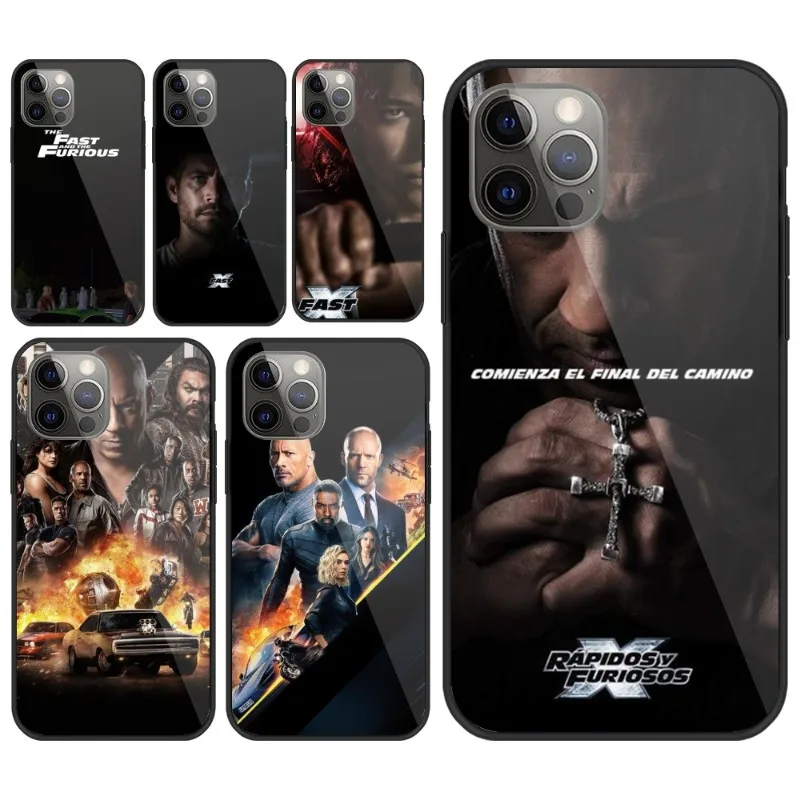 Смарт-чехол Форсаж для iPhone 14 13 12 11 XS X 8 7 6 Plus Mini Pro Max SE 2022 стеклянный чехол телефона