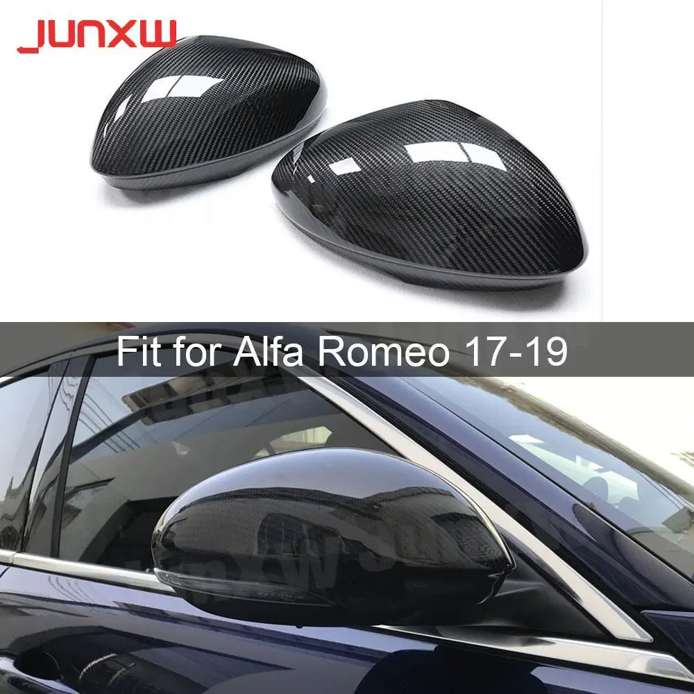 

2PCS for Alfa Romeo Giulia 2017- 2019 Carbon Fiber Car Rear View Mirror Cover Cap Car Side Mirror Shell Case Protect Sticker ABS