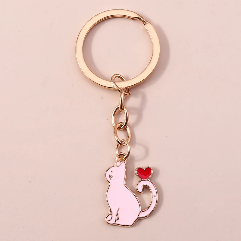 

Cartoon Cat Keychain for Car Key Enamel Animal Pendants Key Ring Women Men Handbag Key Chains DIY Jewelry Crafts Accessories