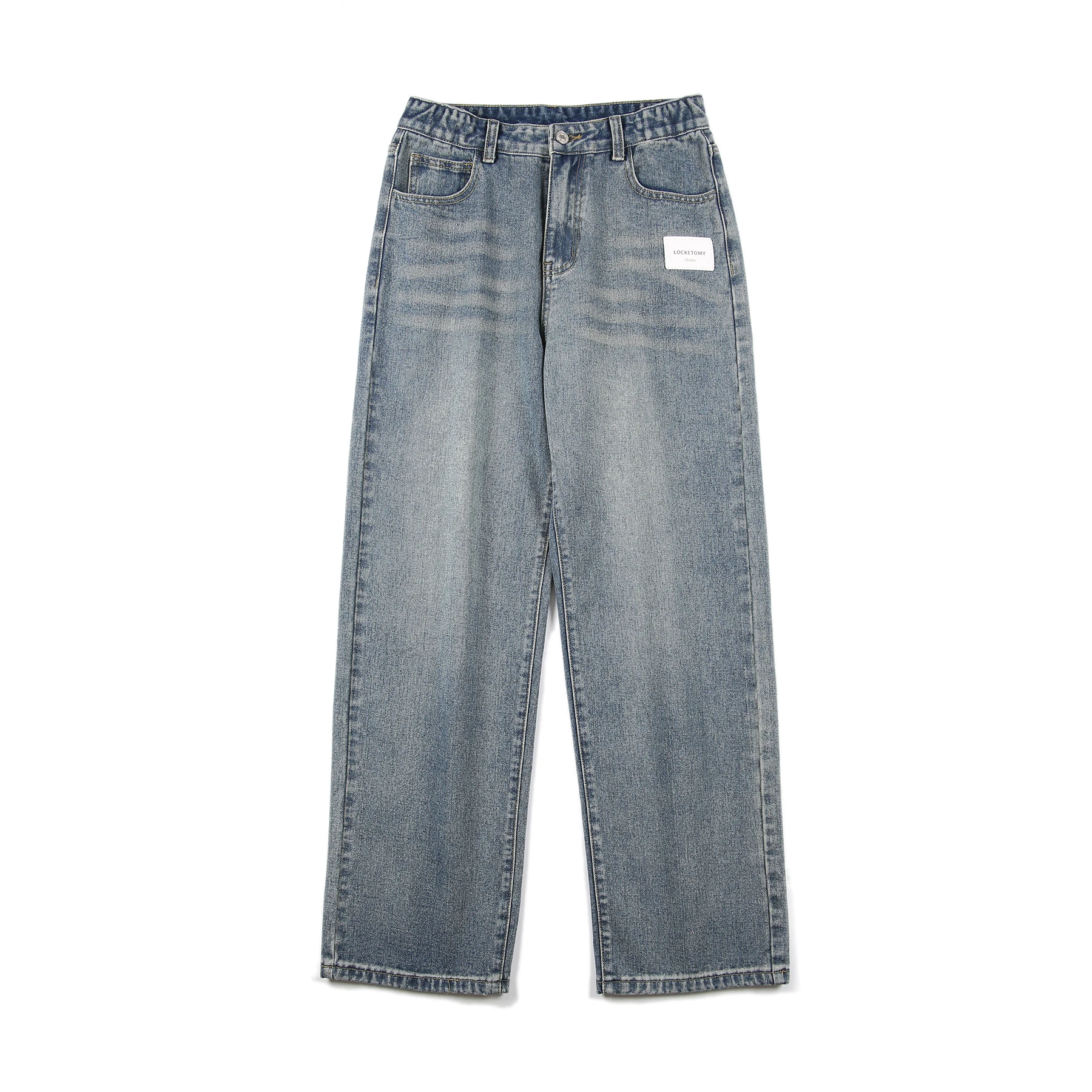 

Baggy Stacked Jeans Mens Pants Streetwear Clothing Denim Skater Wide Leg Distressed Low Rise Elastic Waist Hip Hop Straight