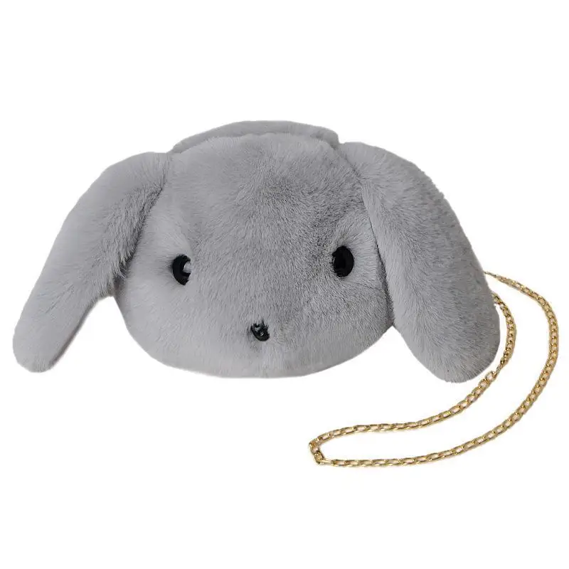 

2022 fashion new cute plush big rabbit ear shoulder bag lady diagonal chain fur crossbody bag