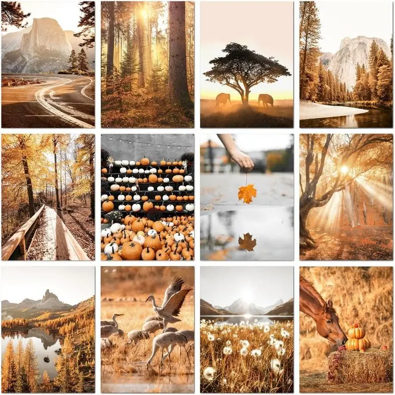 

GATYZTORY 5d Diamond Painting Autumn Forest Scenery Full Square Drill Diy Mosaic Diamond Embroidery Cross Stitch Home Decoration