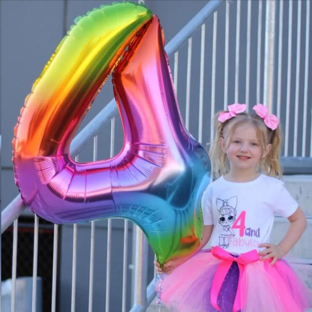 

Giant 40inch Rainbow Number Foil Balloons Large Digit Helium Balloons wedding decorations Birthday Party Supplies Baby Shower