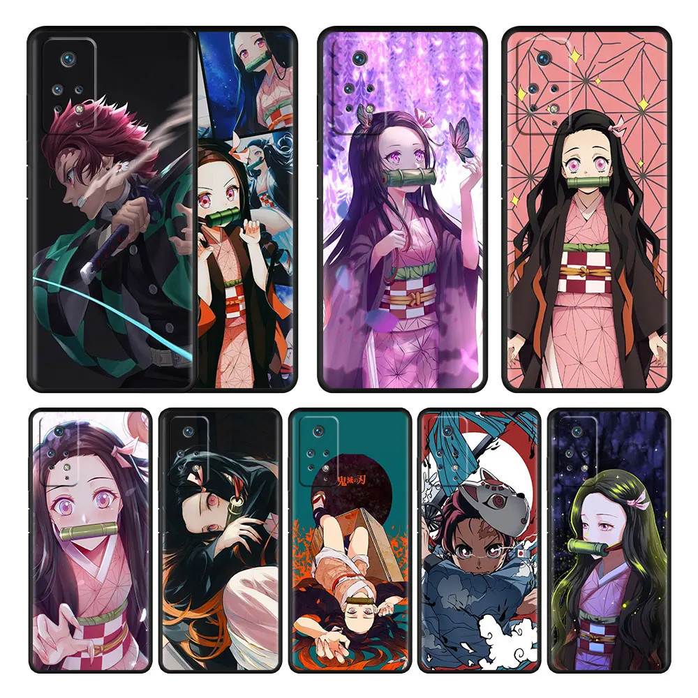 

For Redmi 9S 9T K40 10 7 9A 9C 11 Pro 8 9 K50 8T 10C Phone Case Demon Slayer Nezuko Anime Mobilephone Silicon