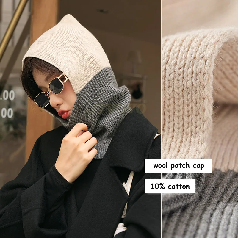 

2022 New Winter Knit Cap Women Outdoor Warm Thickening Plus Velvet Loose Winter Hat With Scarf Brand Winter Ski Mask Hat