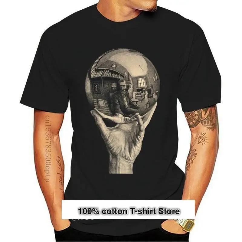 

Camiseta de algodón para hombre, camisa de manga corta con estampado surrealista Escher, informal, a la moda, Unisex, 2021