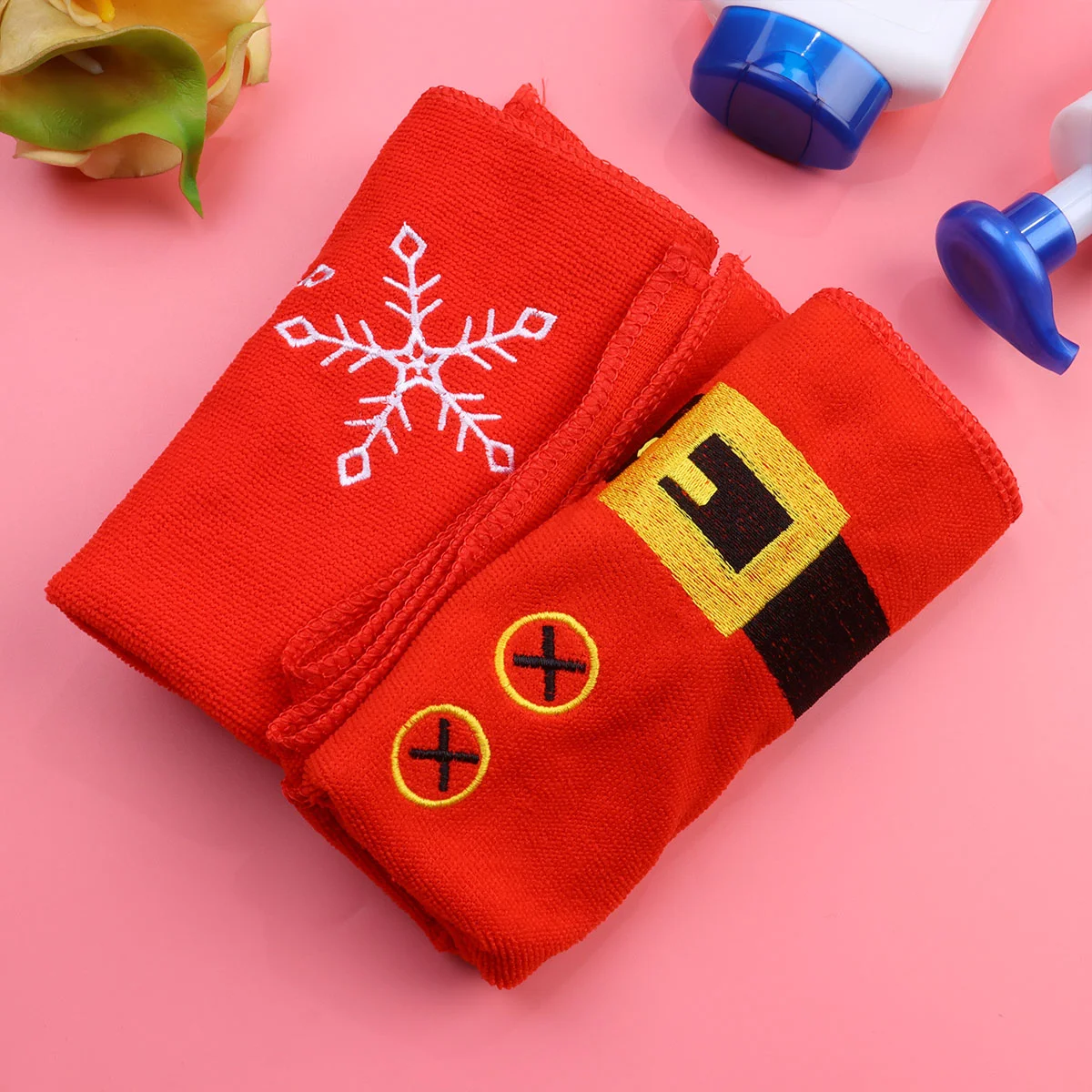 

2pcs Pet Blanket Practical Snowflake Christmas Towel Blanket Sleeping Mat Pet Supplies for Puppy